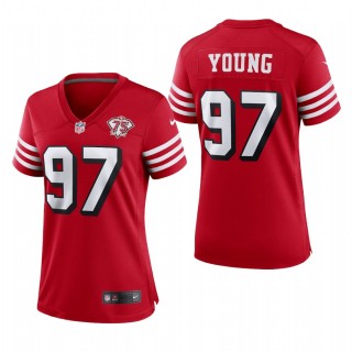 Women 49ers Bryant Young 75th Anniversary Jersey Scarlet Throwback Game