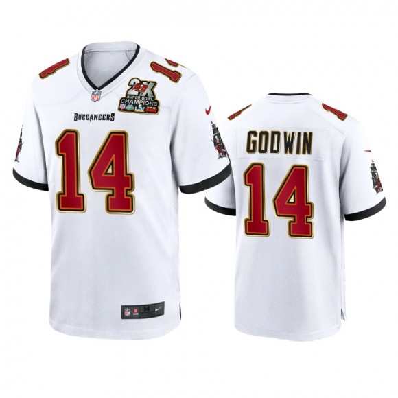 Tampa Bay Buccaneers Chris Godwin White 2X Super Bowl Champions Patch Game Jersey