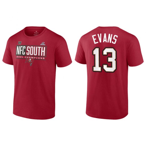 Men's Buccaneers Mike Evans Red 2021 NFC South Division Champions Blocked Favorite T-Shirt
