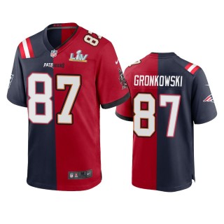 Tampa Bay Buccaneers Rob Gronkowski Navy Red Super Bowl LV Split Game Jersey