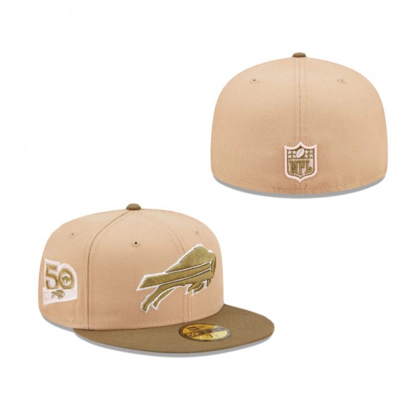 Buffalo Bills 50th Anniversary Saguaro Tan Olive 59FIFTY Fitted Hat