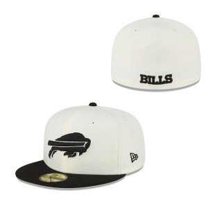 Men's Buffalo Bills Cream Black Chrome Collection 59FIFTY Fitted Hat