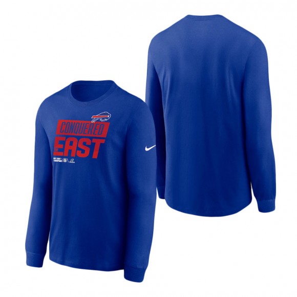 Men's Buffalo Bills Nike Royal 2022 AFC East Division Champions Locker Room Trophy Collection Long Sleeve T-Shirt