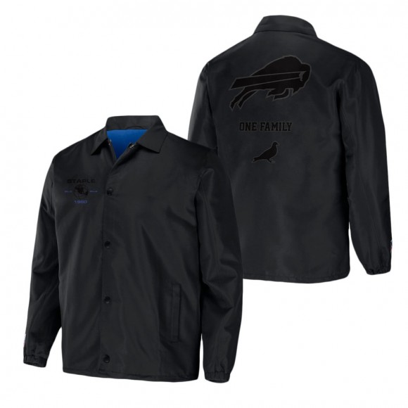 Men's Buffalo Bills NFL x Staple Black Coaches Full-Snap Jacket