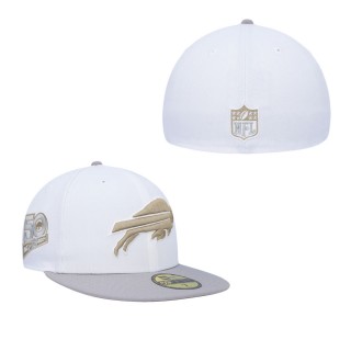 Men's Buffalo Bills White Gray 50th Anniversary Gold Undervisor 59FIFTY Fitted Hat