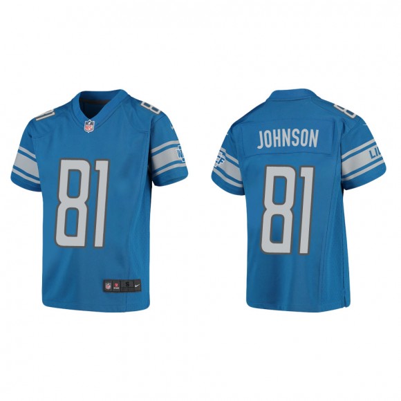 Calvin Johnson Youth Detroit Lions Blue Game Jersey