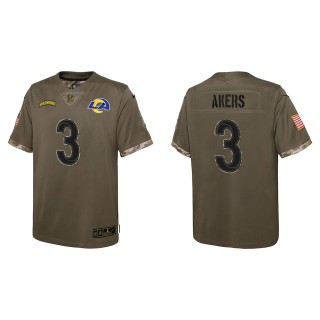 Cam Akers Youth Los Angeles Rams Olive 2022 Salute To Service Limited Jersey