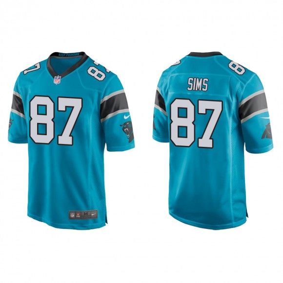 Men's Cam Sims Panthers Blue Game Jersey