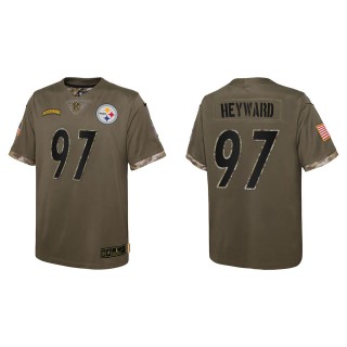 Cameron Heyward Youth Pittsburgh Steelers Olive 2022 Salute To Service Limited Jersey