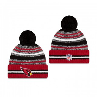 Arizona Cardinals Black Cardinal 2021 NFL Sideline Sport Pom Cuffed Knit Hat