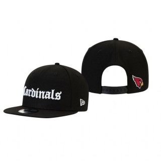 Arizona Cardinals Black Gothic Script 9FIFTY Adjustable Snapback Hat