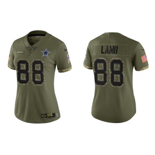 CeeDee Lamb Women's Dallas Cowboys Olive 2022 Salute To Service Limited Jersey