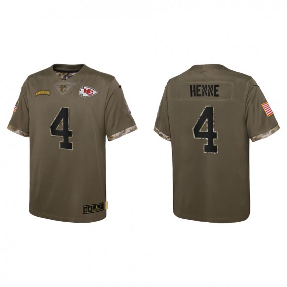 Chad Henne Youth Kansas City Chiefs Olive 2022 Salute To Service Limited Jersey