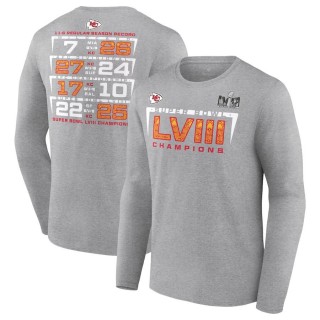 Chiefs Charcoal Super Bowl LVIII Champions Counting Points Score Long Sleeve T-Shirt