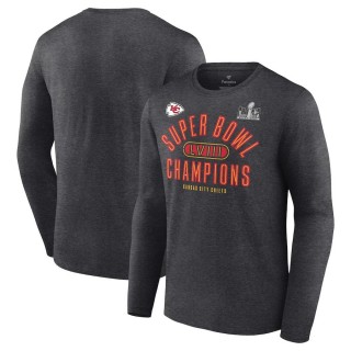 Chiefs Charcoal Super Bowl LVIII Champions Under The Lights Long Sleeve T-Shirt