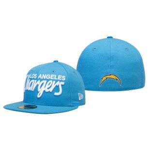 Los Angeles Chargers Powder Blue Omaha Wordmark 59FIFTY Fitted Hat