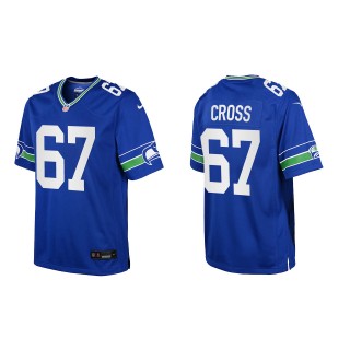 Charles Cross Youth Seattle Seahawks Royal Throwback Game Jersey