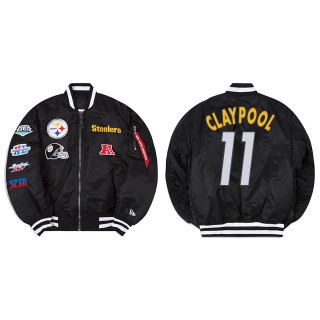 Chase Claypool Alpha Industries X Pittsburgh Steelers MA-1 Bomber Black Jacket