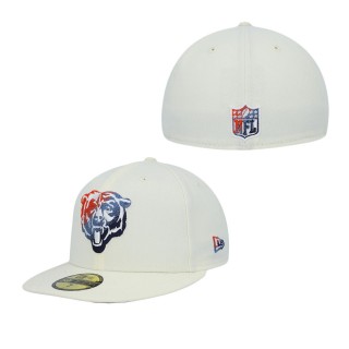 Men's Chicago Bears Cream Chrome Dim 59FIFTY Fitted Hat