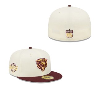Men's Chicago Bears Cream Maroon Gridiron Classics 1986 AFC-NFC Pro Bowl Exclusive 59FIFTY Fitted Hat