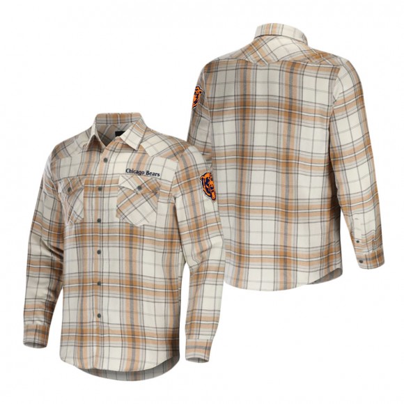 Men's Chicago Bears NFL x Darius Rucker Collection by Fanatics Tan Flannel Long Sleeve Button-Up Shirt