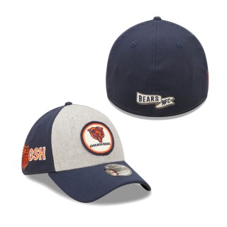 Men's Chicago Bears Heathered Gray Navy 2022 Sideline 39THIRTY Historic Flex Hat