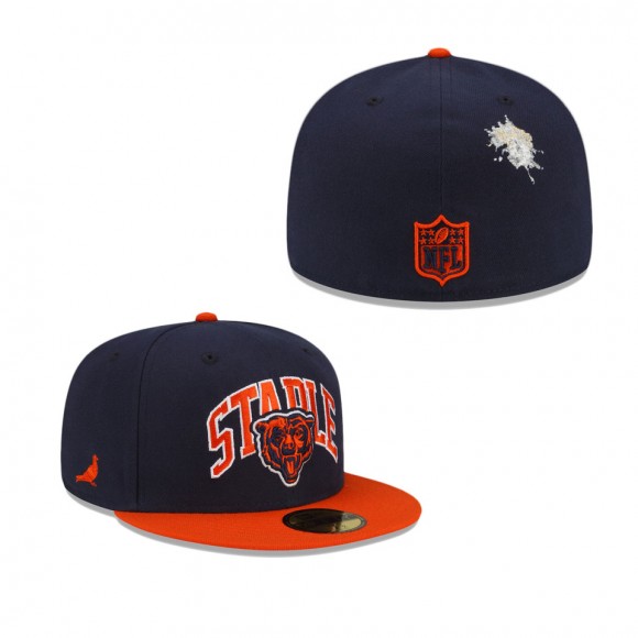 Men's Chicago Bears Navy Orange NFL x Staple Collection 59FIFTY Fitted Hat