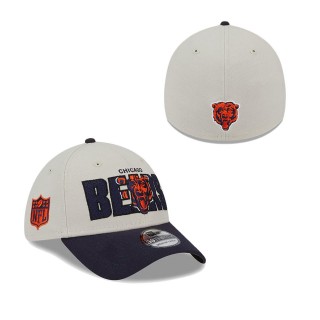 Men's Chicago Bears Stone Navy 2023 NFL Draft 39THIRTY Flex Hat