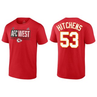 Men's Chiefs Anthony Hitchens Red 2021 AFC West Division Champions Blocked Favorite T-Shirt