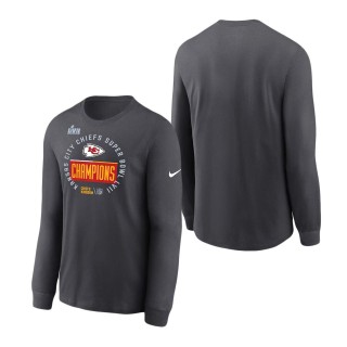 Men's Kansas City Chiefs Anthracite Super Bowl LVII Champions Locker Room Trophy Collection Long Sleeve T-Shirt