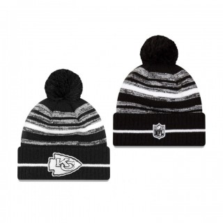 Kansas City Chiefs Black 2021 NFL Sideline Sport Pom Cuffed Knit Hat