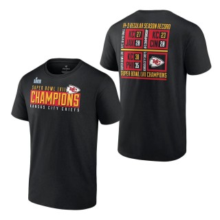 Men's Kansas City Chiefs Black Super Bowl LVII Champions Scoreboard Showcase T-Shirt