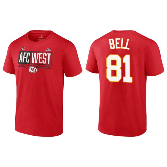Men's Chiefs Blake Bell Red 2021 AFC West Division Champions Blocked Favorite T-Shirt