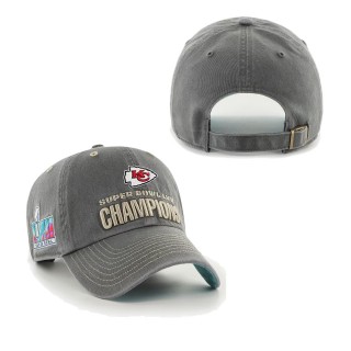 Men's Kansas City Chiefs Charcoal Super Bowl LVII Champions Oasis Side Patch Clean Up Adjustable Hat