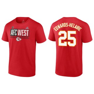 Men's Chiefs Clyde Edwards-Helaire Red 2021 AFC West Division Champions Blocked Favorite T-Shirt