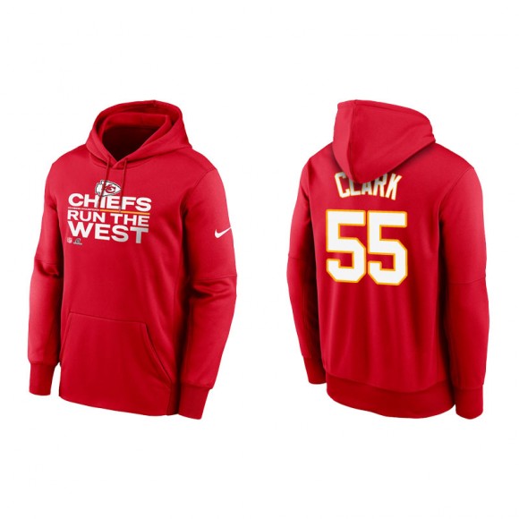 Men's Chiefs Frank Clark Red 2021 AFC West Division Champions Trophy Hoodie