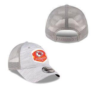 Kansas City Chiefs Gray 2023 AFC West Division Champions Locker Room Trophy Trucker 9FORTY Adjustable Hat