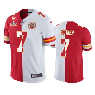 Kansas City Chiefs Harrison Butker Red White Super Bowl LV Split Jersey