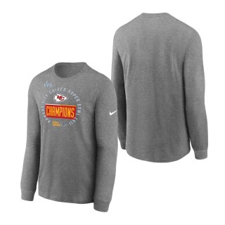 Men's Kansas City Chiefs Heather Gray Super Bowl LVII Champions Locker Room Trophy Collection Long Sleeve T-Shirt