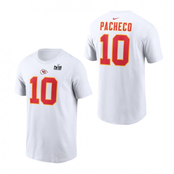 Kansas City Chiefs Isiah Pacheco White Super Bowl LVIII Patch Player T-Shirt