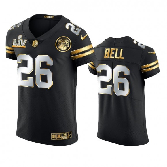 Le'Veon Bell Chiefs Black Super Bowl LV Golden Elite Jersey