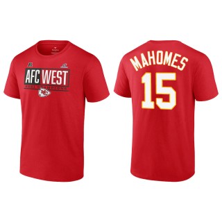 Men's Chiefs Patrick Mahomes Red 2021 AFC West Division Champions Blocked Favorite T-Shirt