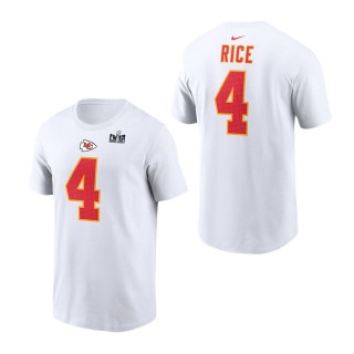 Kansas City Chiefs Rashee Rice White Super Bowl LVIII Patch Player T-Shirt