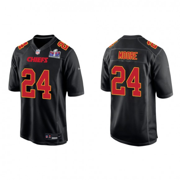 Chiefs Skyy Moore Black Super Bowl LVIII Carbon Fashion Game Jersey