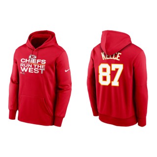 Men's Chiefs Travis Kelce Red 2021 AFC West Division Champions Trophy Hoodie