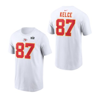 Kansas City Chiefs Travis Kelce White Super Bowl LVIII Patch Player T-Shirt