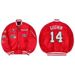 Chris Godwin Alpha Industries X Tampa Bay Buccaneers MA-1 Bomber Red Jacket