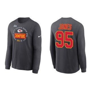 Chris Jones Kansas City Chiefs Anthracite Super Bowl LVII Champions Locker Room Trophy Collection Long Sleeve T-Shirt
