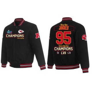 Chris Jones Kansas City Chiefs Black Super Bowl LVII Champions Team Reversible Wool Full Snap Jacket