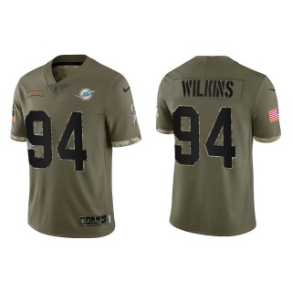 Christian Wilkins Miami Dolphins Olive 2022 Salute To Service Limited Jersey